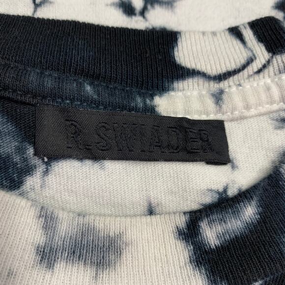 R.SWIADER Size XS White Indigo Tie Dye Cotton Crew Neck T-shirt - Picture 4 of 5